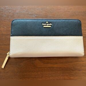 Kate Spade Lena Large Continental Wallet in Black and Cream